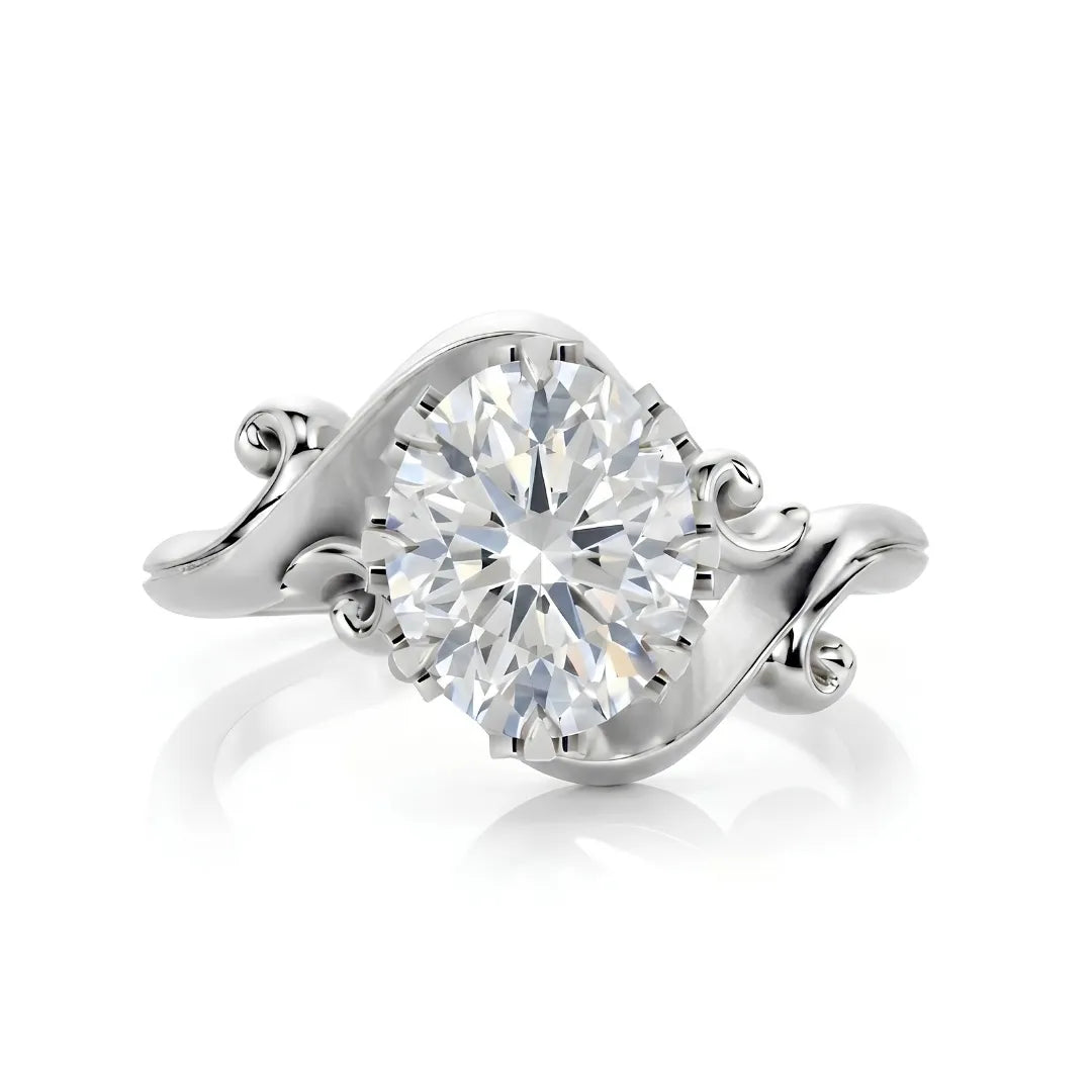 Timeless Wave Diamond Engagement Ring