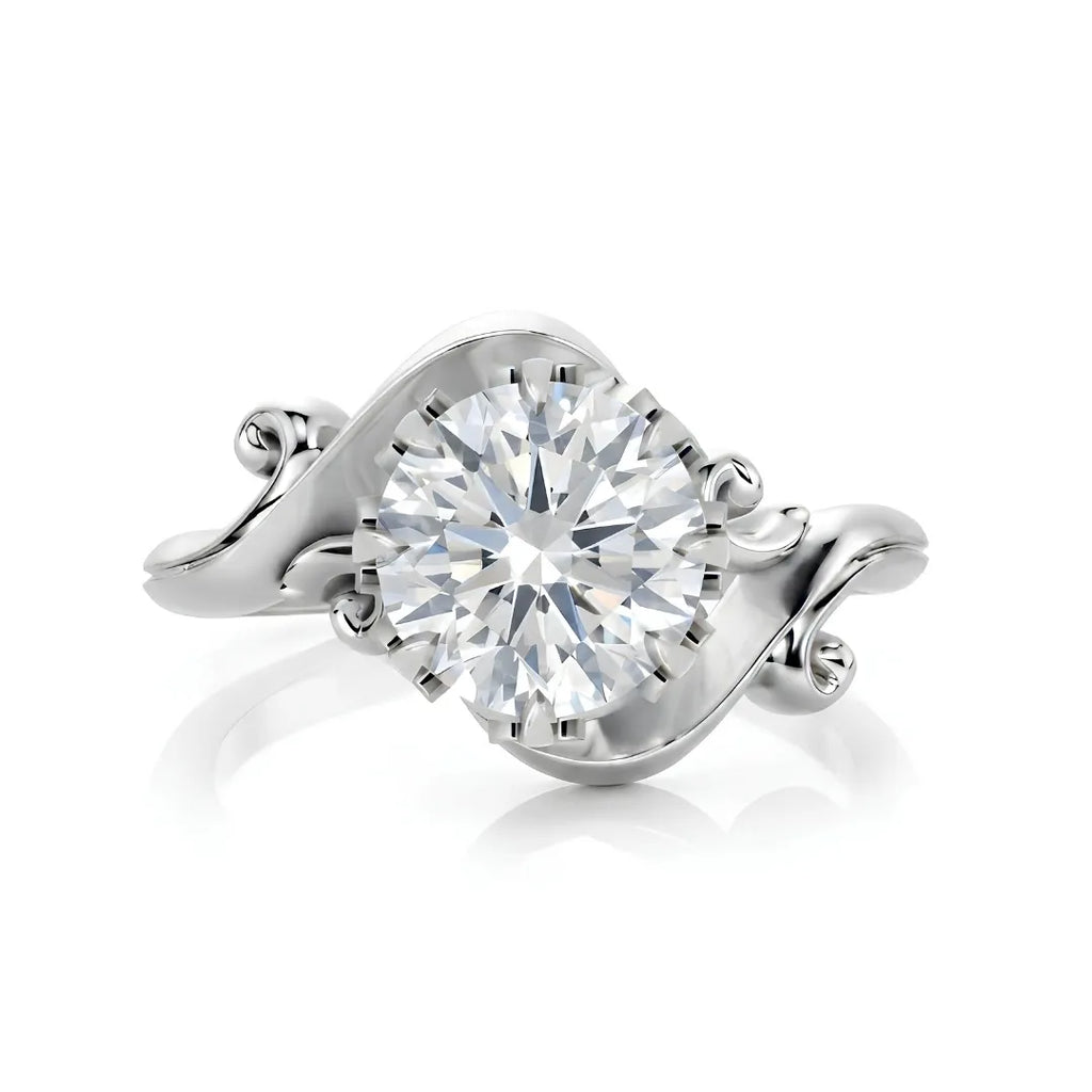 Timeless Wave Diamond Engagement Ring