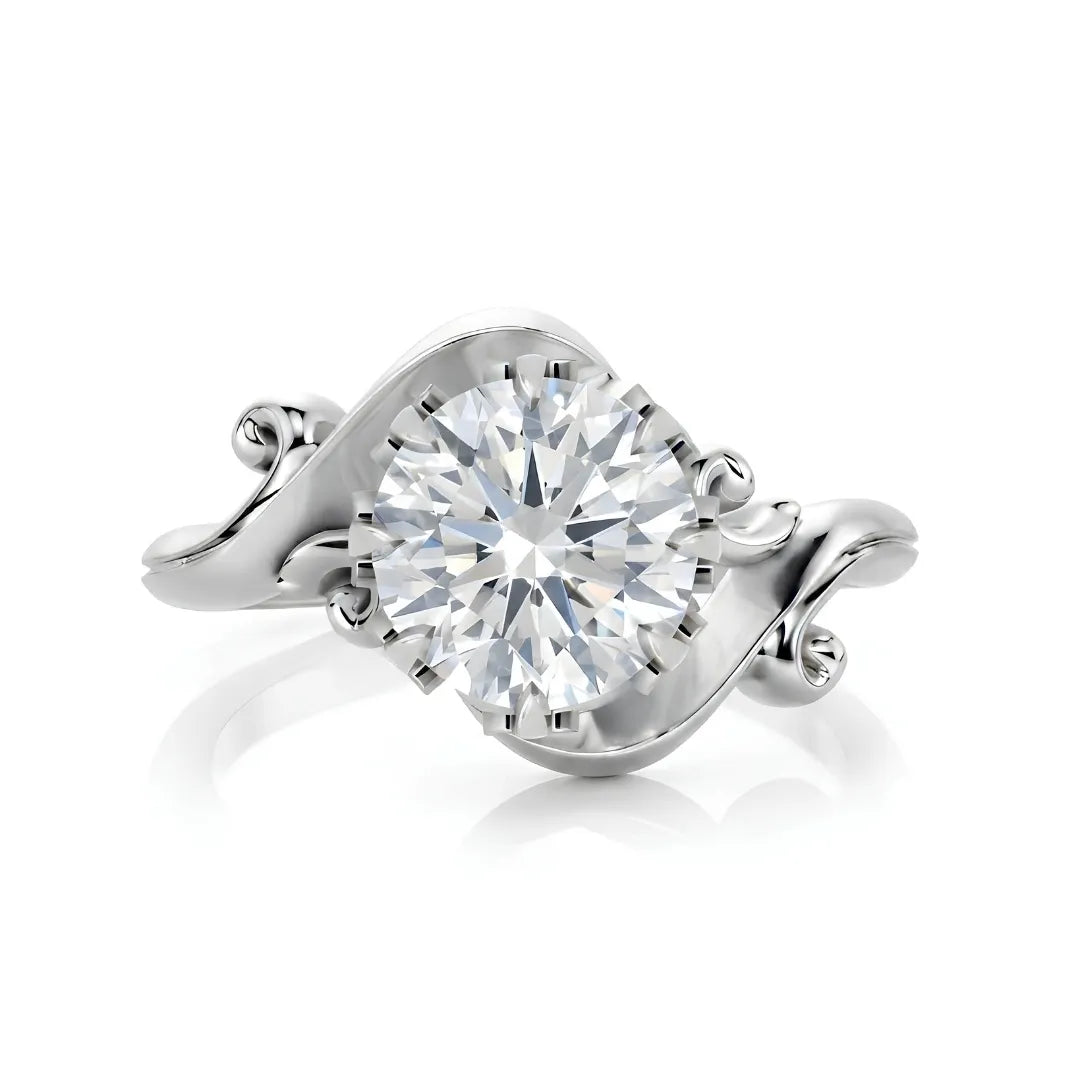 Timeless Wave Diamond Engagement Ring