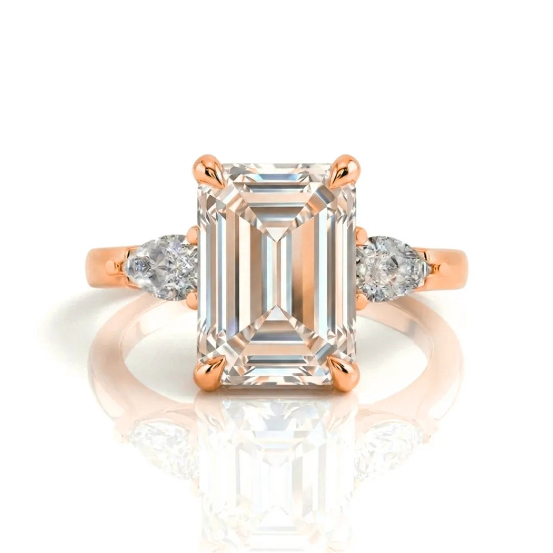 Pear Side Stone Hidden Halo Ring