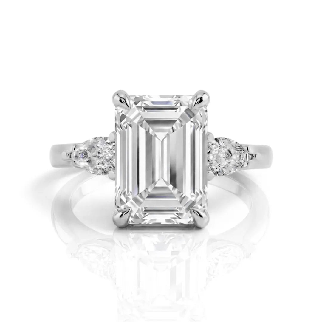 Pear Side Stone Hidden Halo Ring