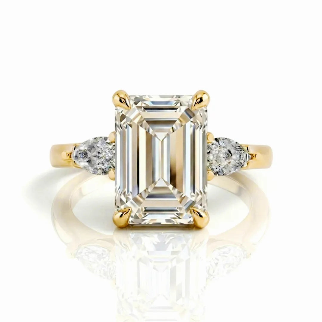 Pear Side Stone Hidden Halo Ring