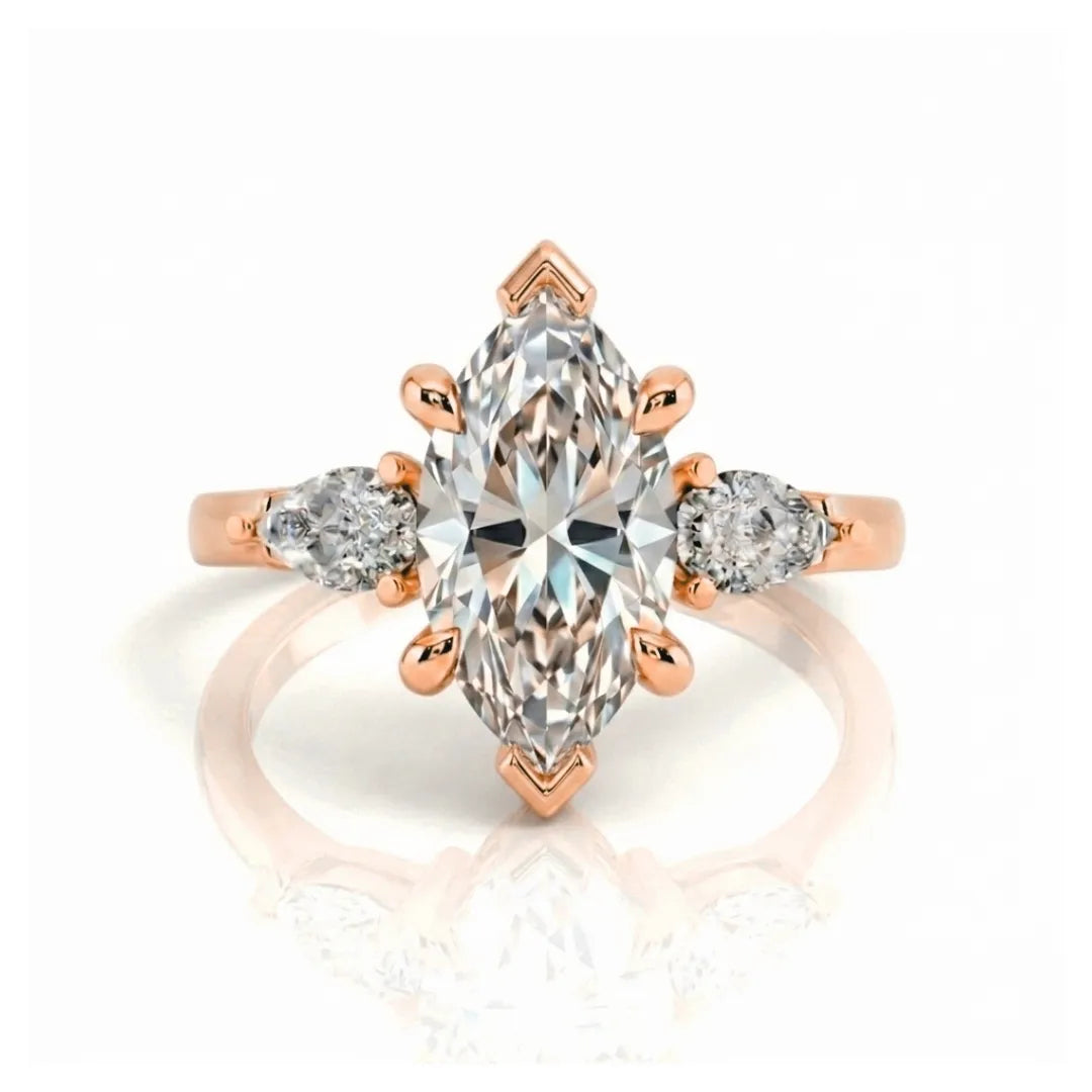Pear Side Stone Hidden Halo Ring