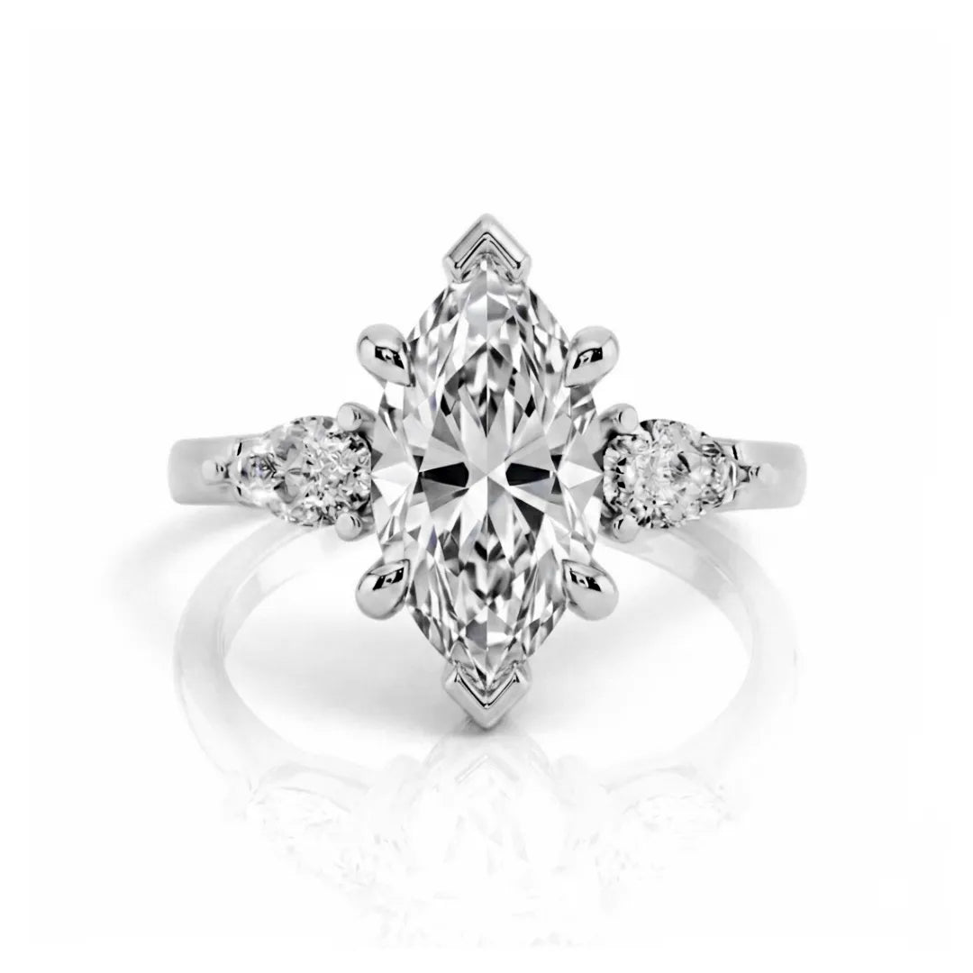 Pear Side Stone Hidden Halo Ring