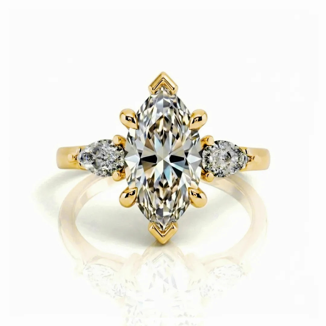 Pear Side Stone Hidden Halo Ring