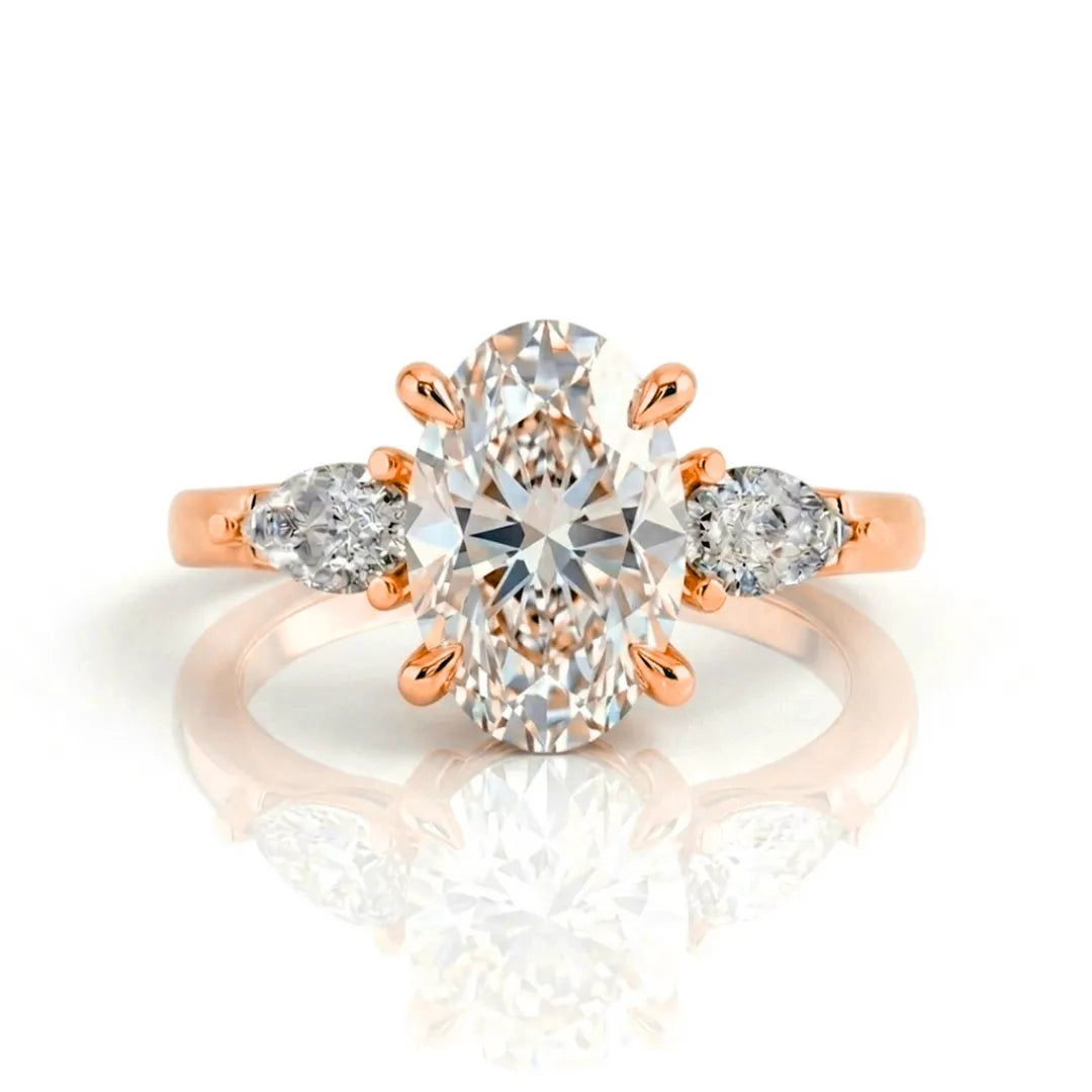 Pear Side Stone Hidden Halo Ring