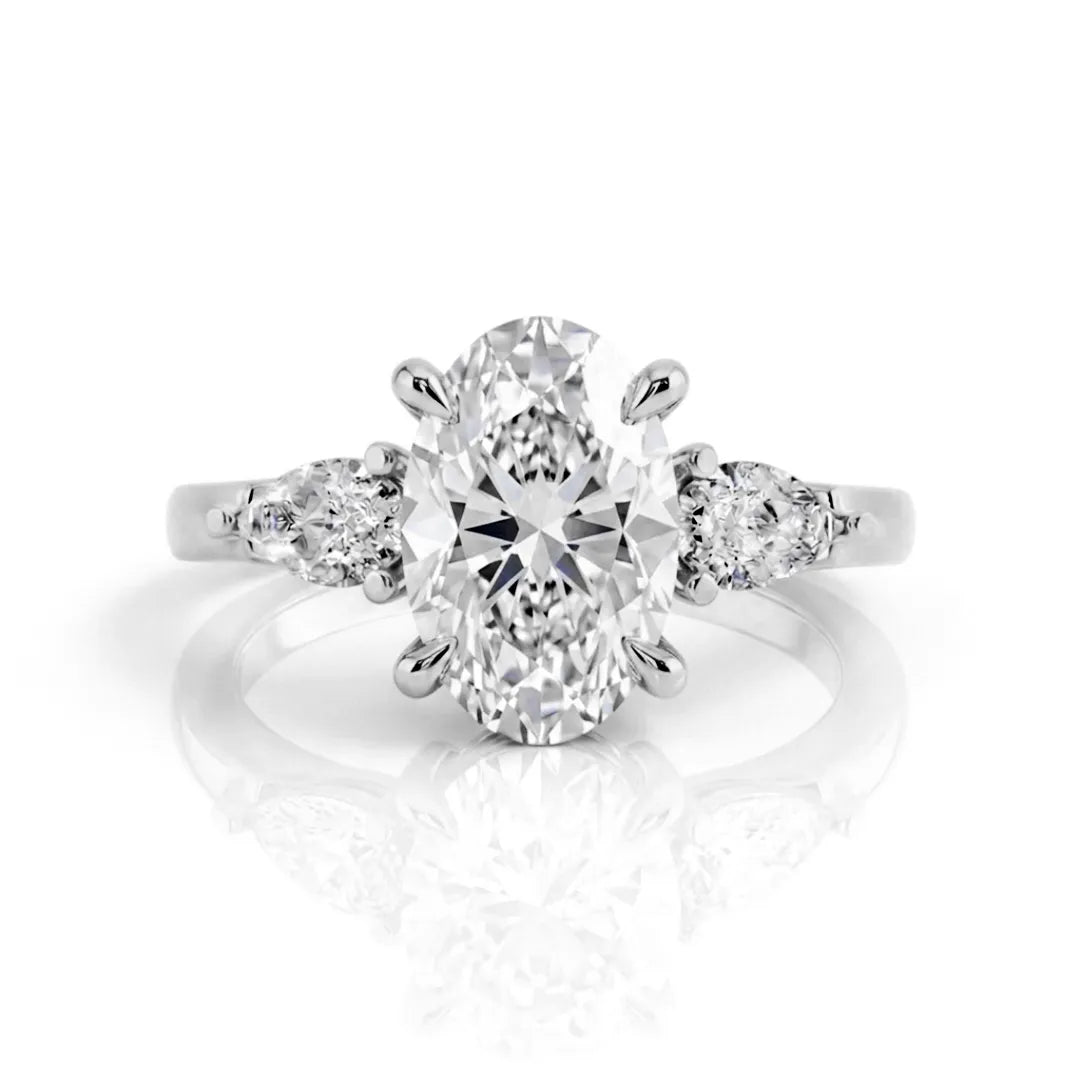 Pear Side Stone Hidden Halo Ring