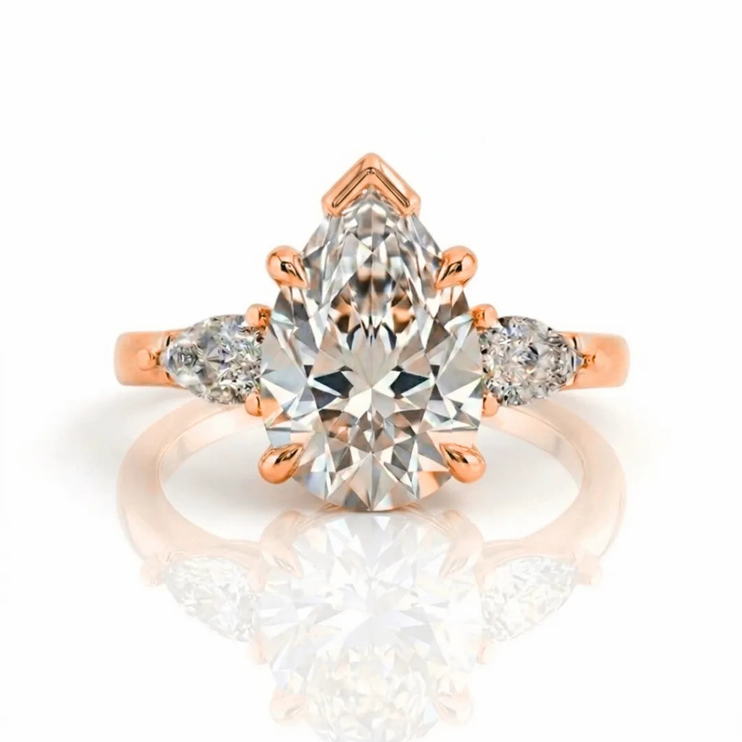 Pear Side Stone Hidden Halo Ring