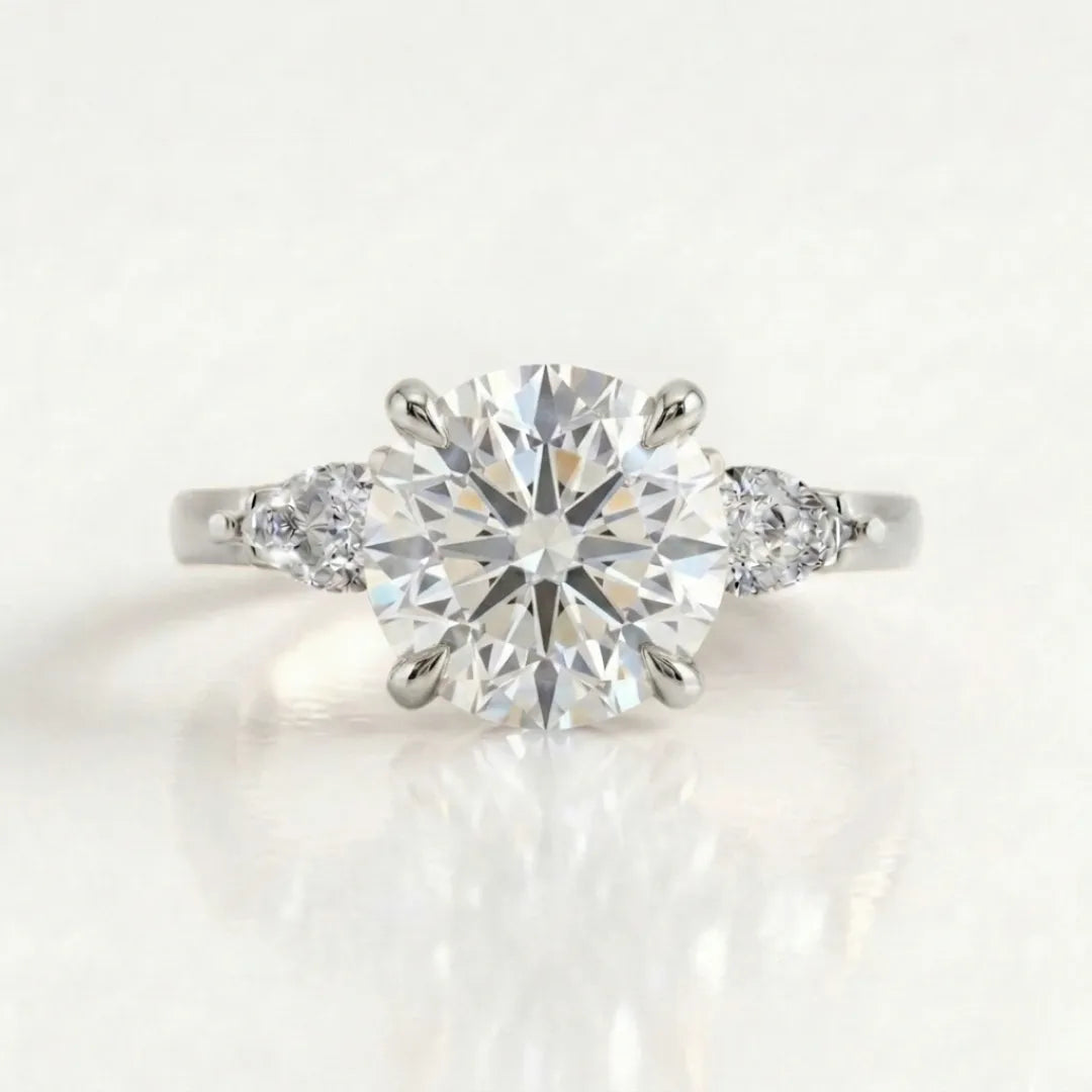 Pear Side Stone Hidden Halo Ring