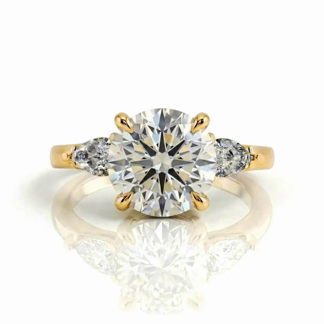 Pear Side Stone Hidden Halo Ring