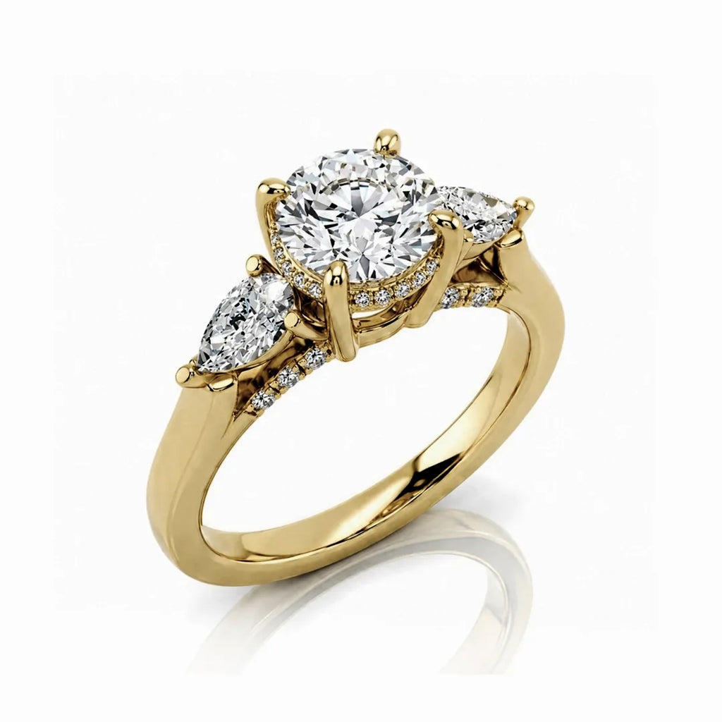 Pear Side Stone Hidden Halo Ring