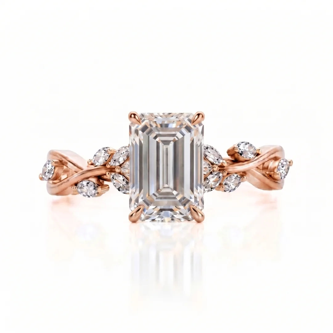 Elegant Leaf Diamond Engagement Ring