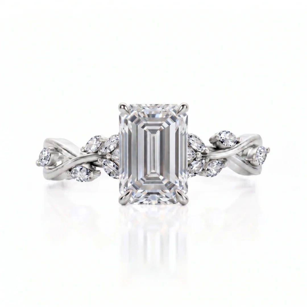 Elegant Leaf Diamond Engagement Ring