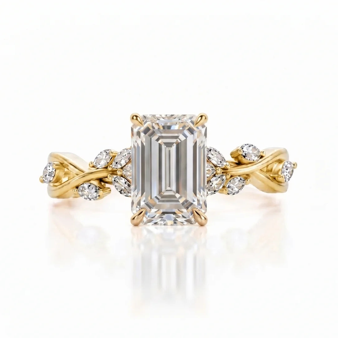 Elegant Leaf Diamond Engagement Ring
