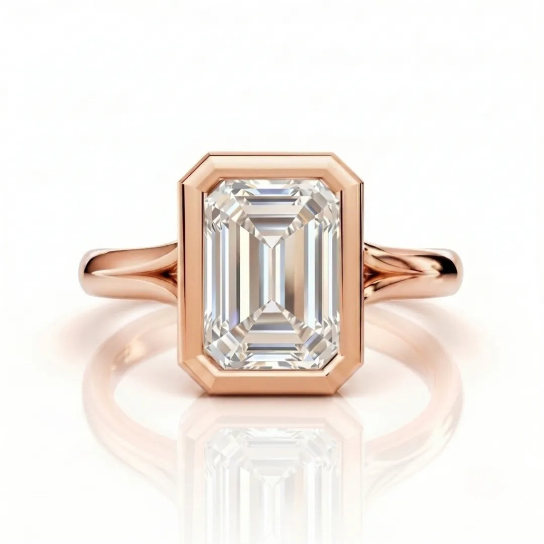 Geometric Baguette Halo Diamond Ring