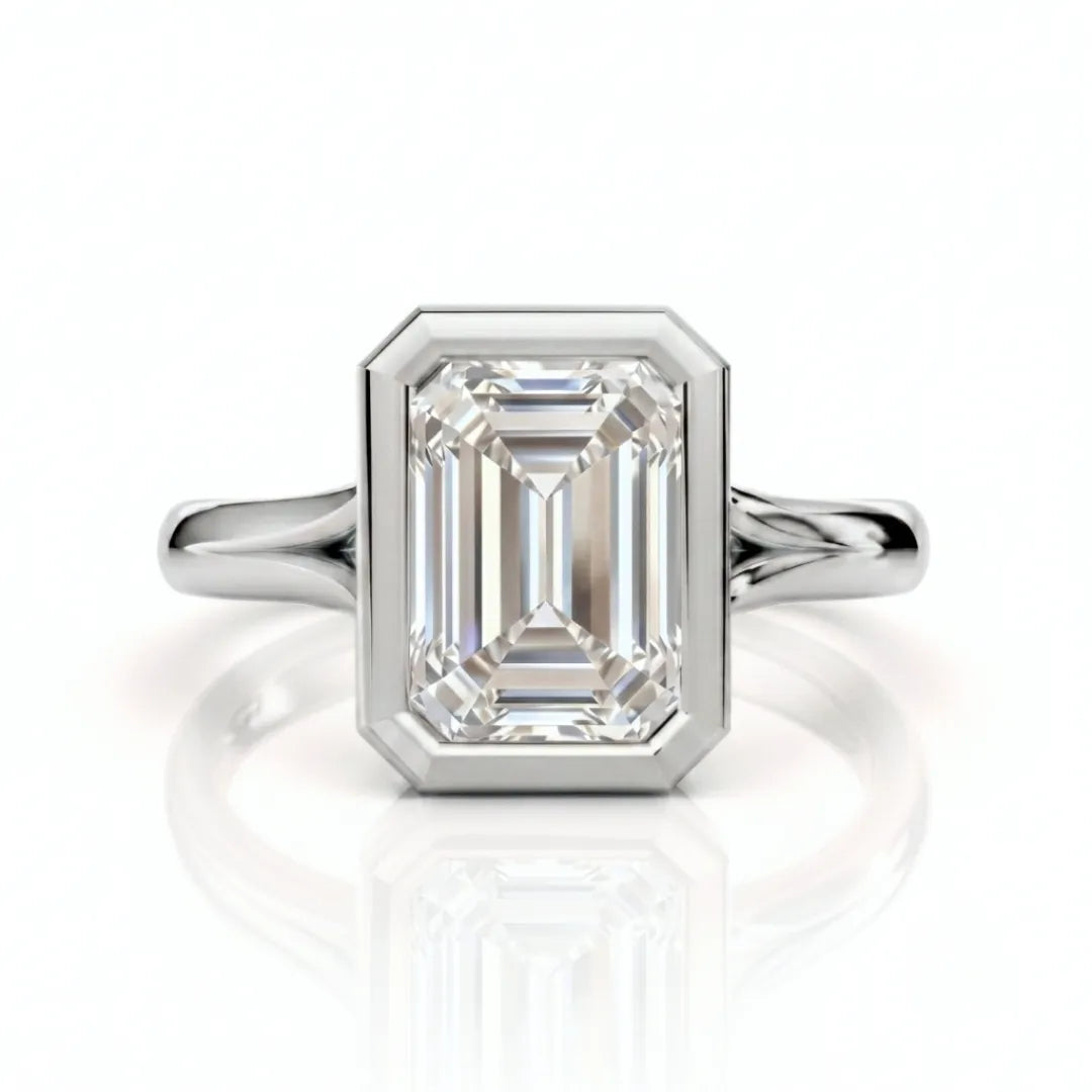 Geometric Baguette Halo Diamond Ring