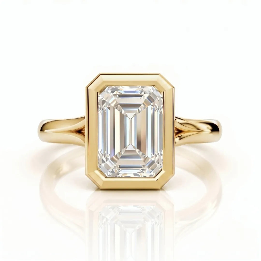 Geometric Baguette Halo Diamond Ring