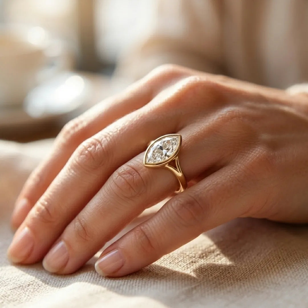 Geometric Baguette Halo Diamond Ring