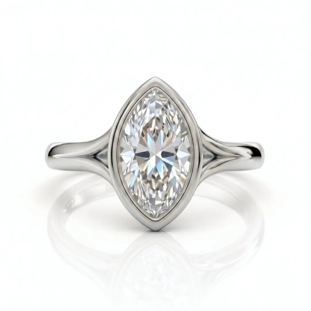 Geometric Baguette Halo Diamond Ring