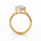 Geometric Baguette Halo Diamond Ring