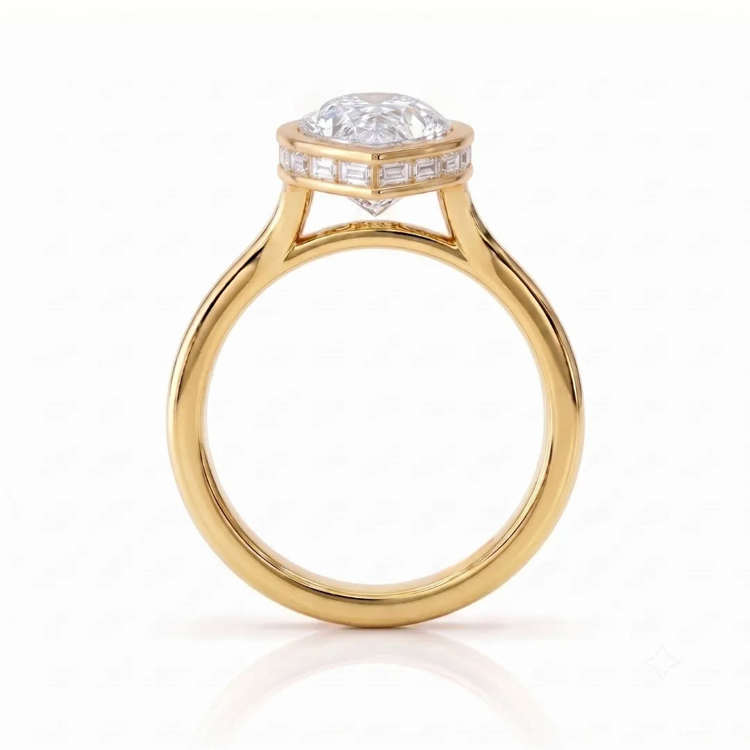 Geometric Baguette Halo Diamond Ring
