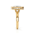 Geometric Baguette Halo Diamond Ring