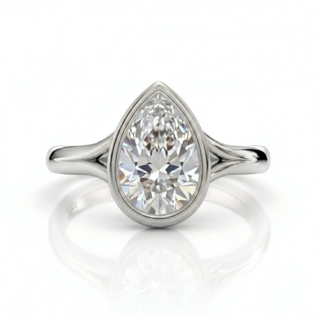 Geometric Baguette Halo Diamond Ring