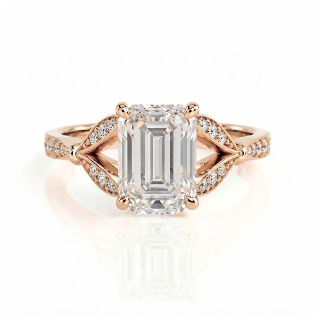 Nature-Inspired Leaf Diamond Engagement Ring