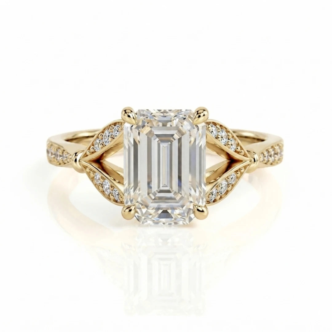 Nature-Inspired Leaf Diamond Engagement Ring