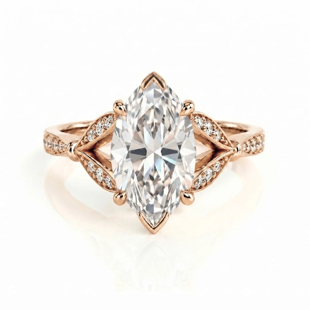 Nature-Inspired Leaf Diamond Engagement Ring