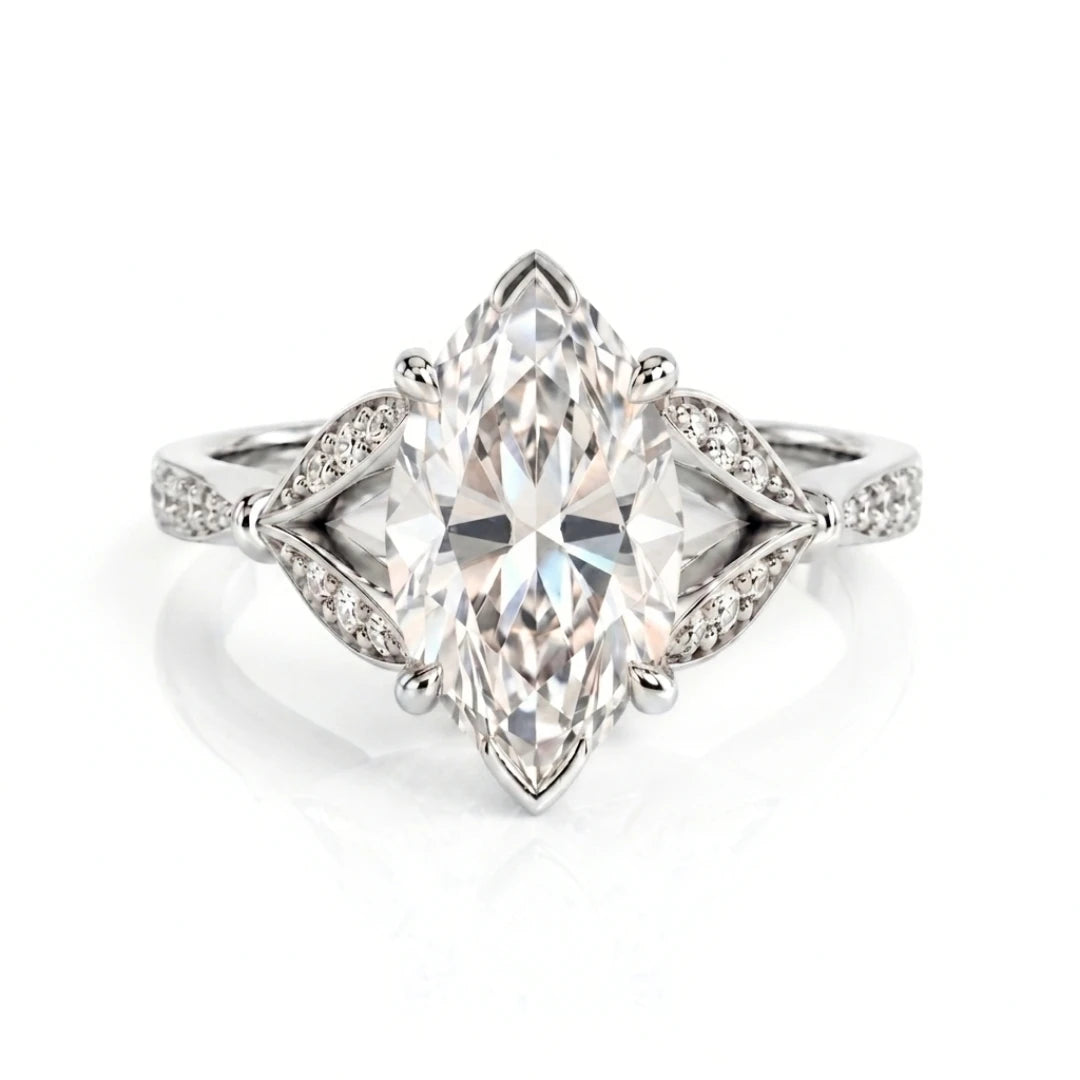 Nature-Inspired Leaf Diamond Engagement Ring