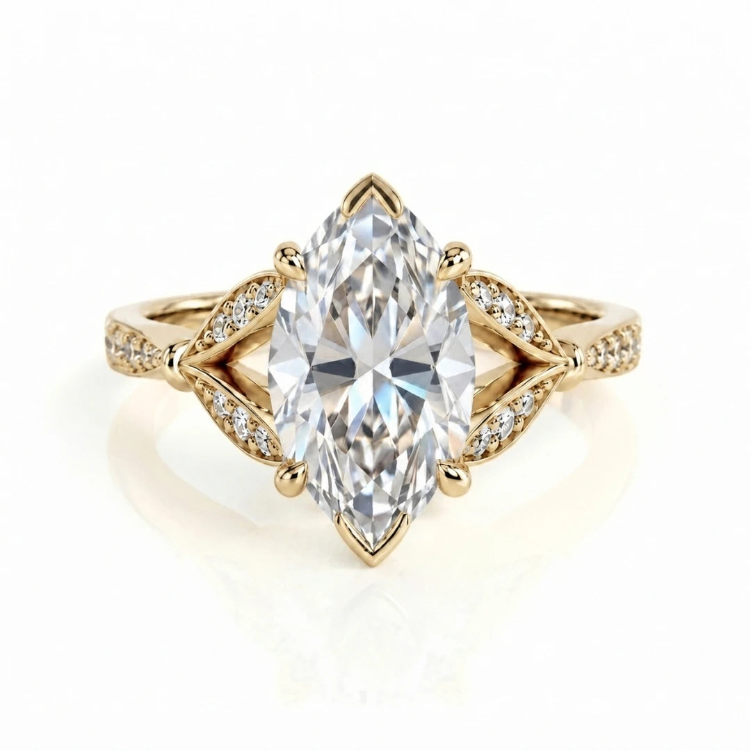 Nature-Inspired Leaf Diamond Engagement Ring