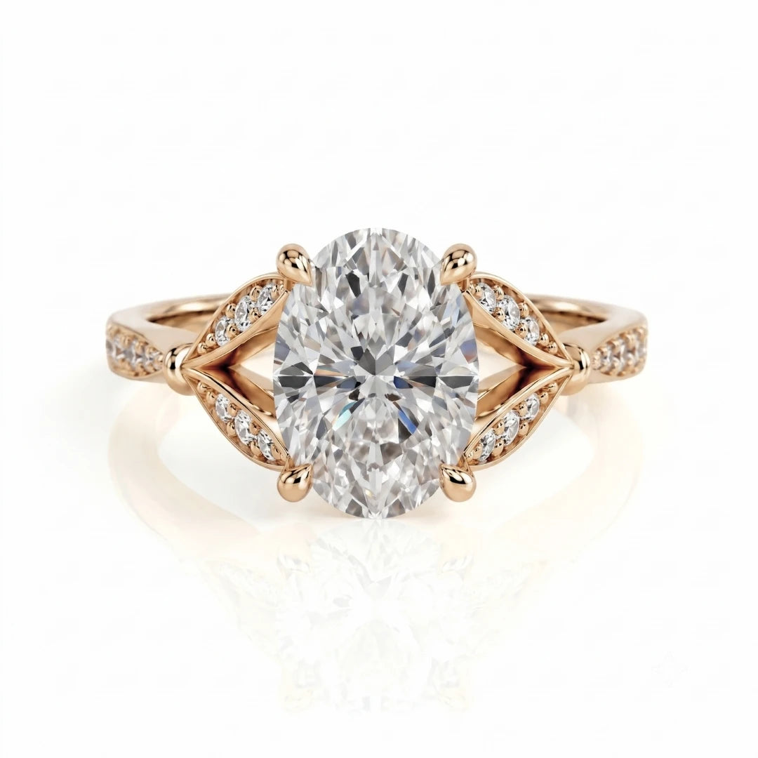 Nature-Inspired Leaf Diamond Engagement Ring