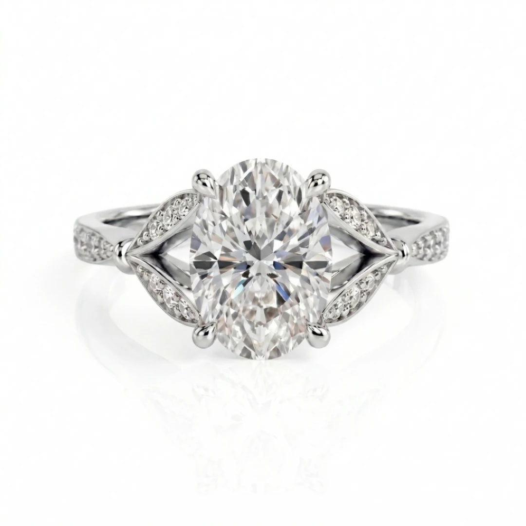 Nature-Inspired Leaf Diamond Engagement Ring