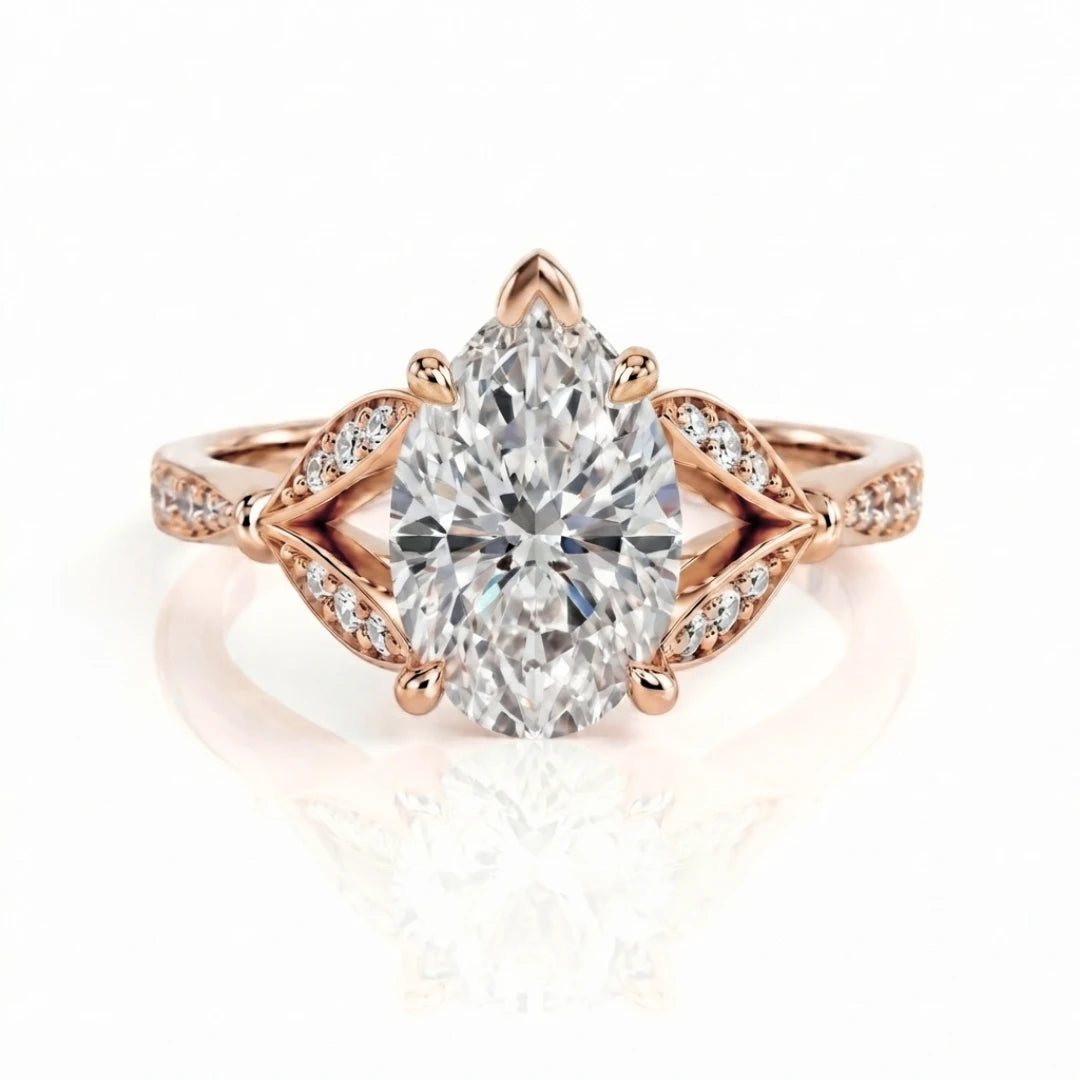 Nature-Inspired Leaf Diamond Engagement Ring