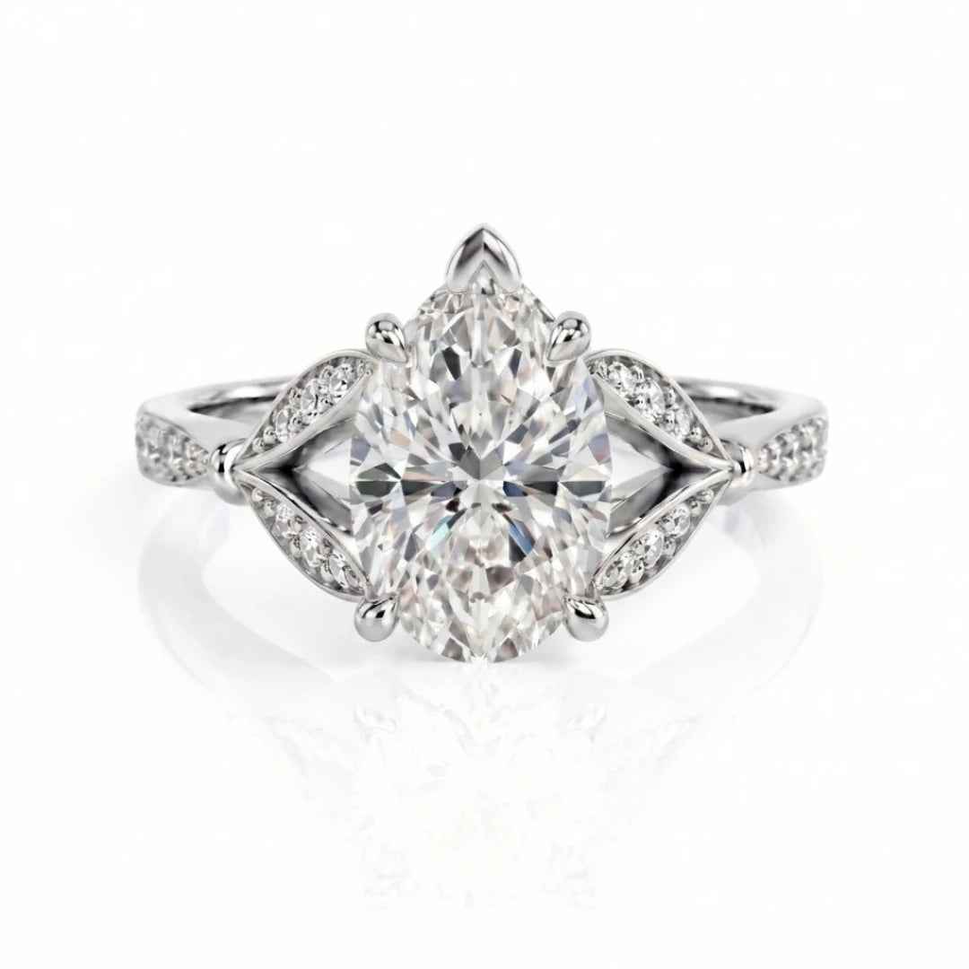 Nature-Inspired Leaf Diamond Engagement Ring