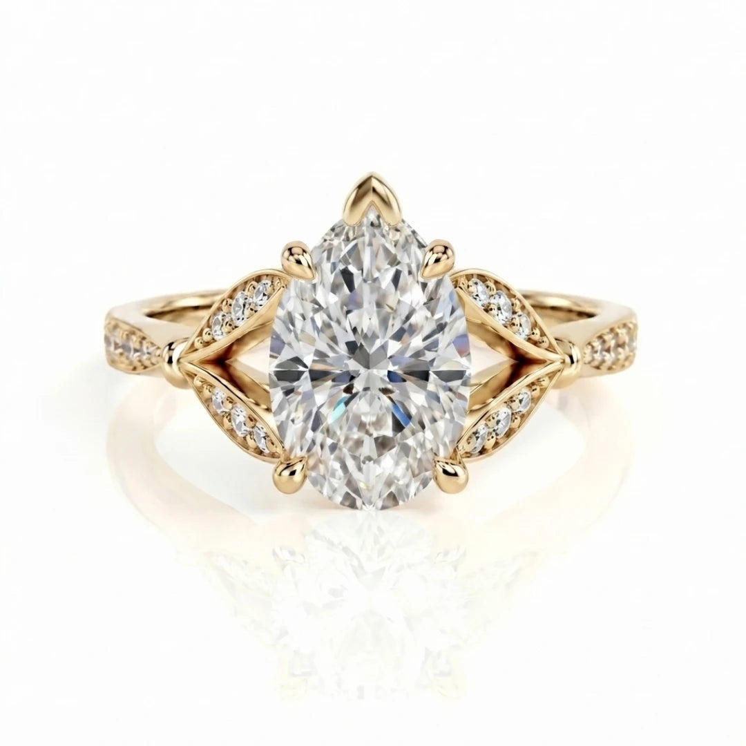 Nature-Inspired Leaf Diamond Engagement Ring