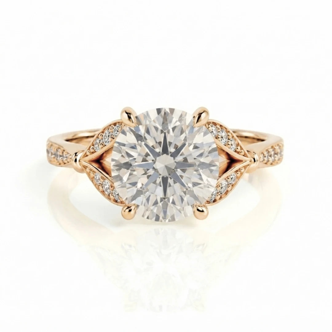 Nature-Inspired Leaf Diamond Engagement Ring