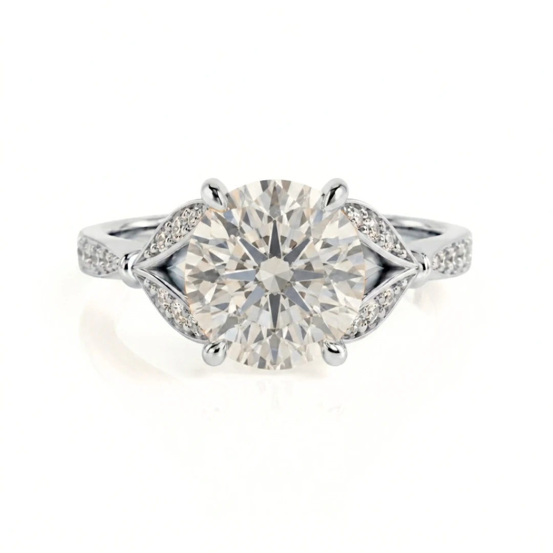 Nature-Inspired Leaf Diamond Engagement Ring
