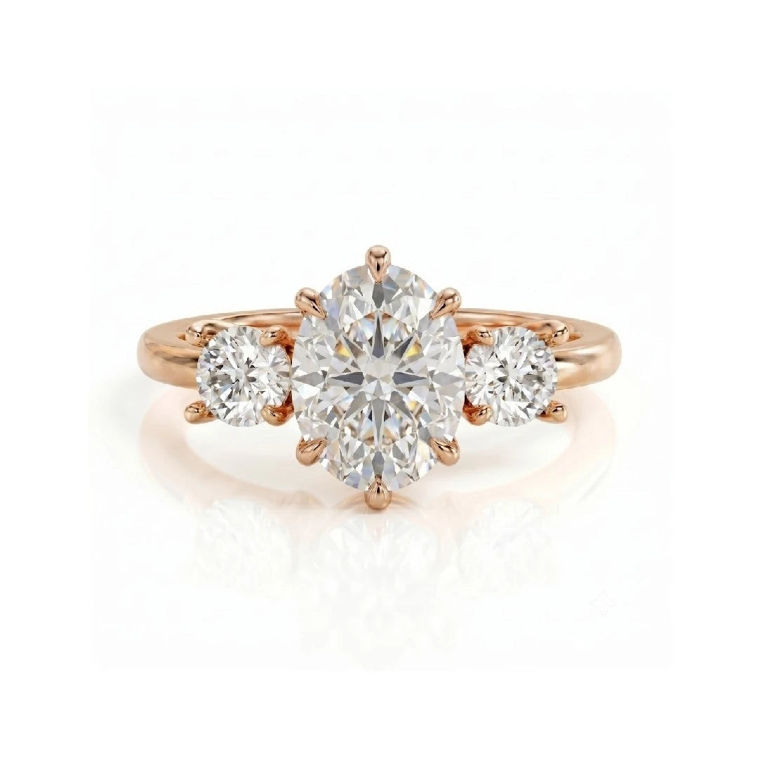 Three Stone Ring Round Cut Diamond