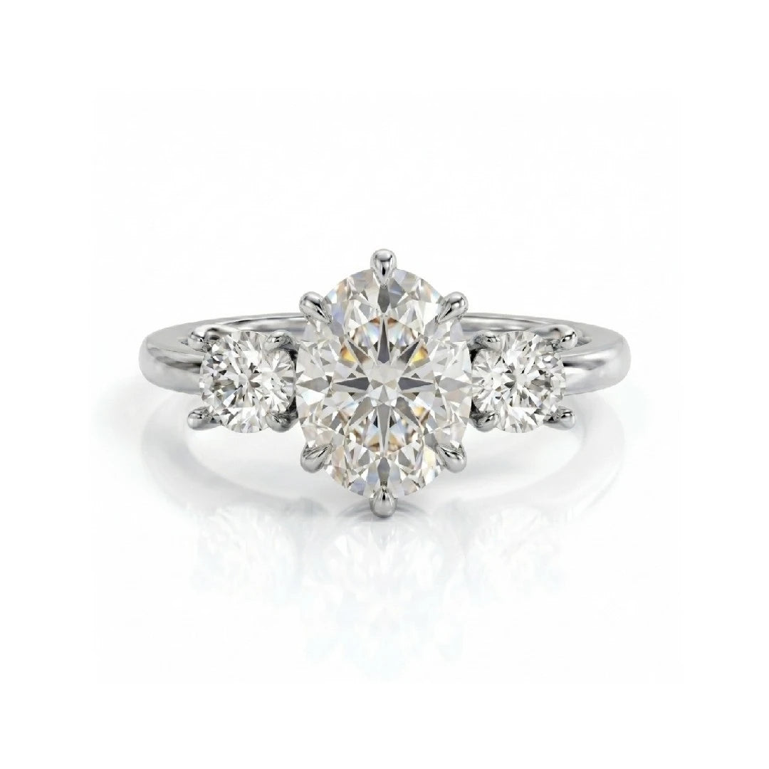 Three Stone Ring Round Cut Diamond