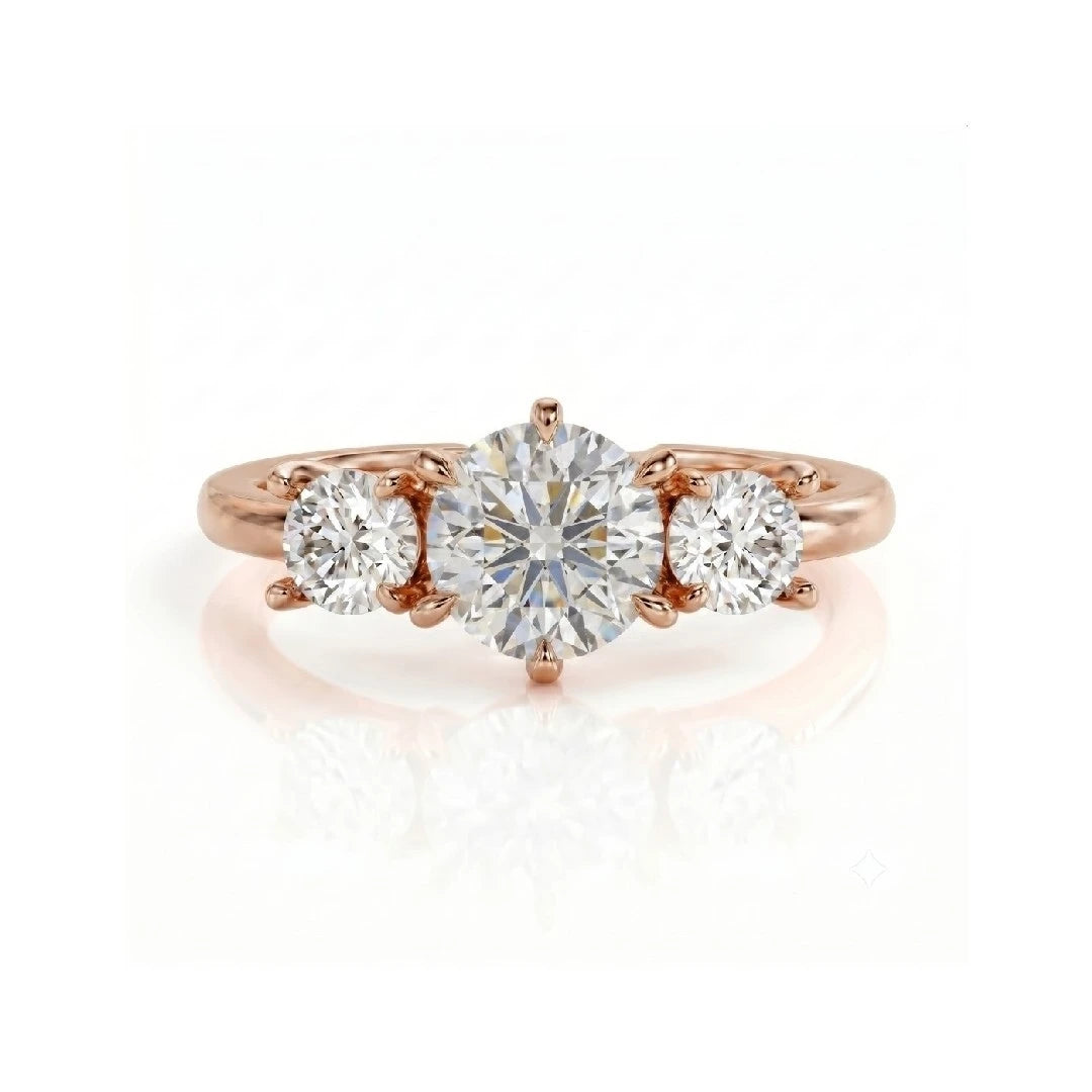 Three Stone Ring Round Cut Diamond