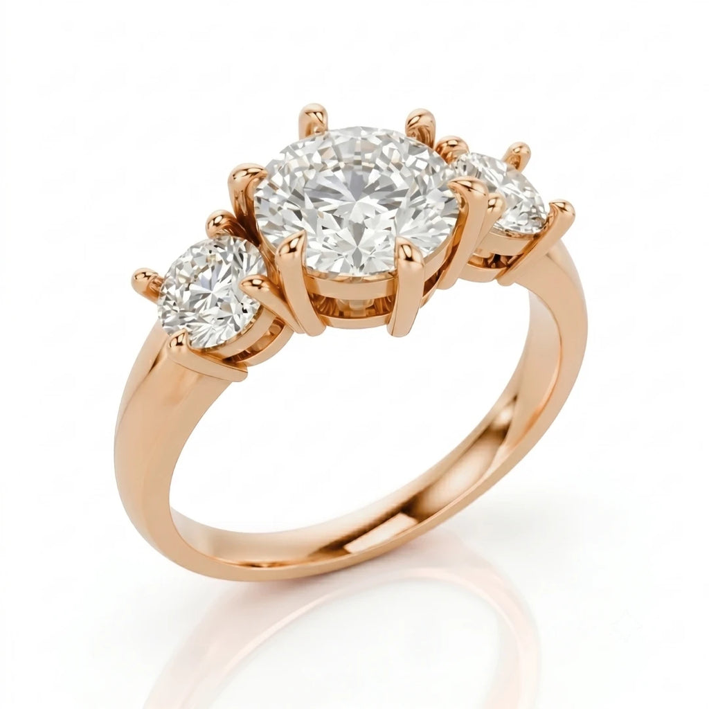 Three Stone Ring Round Cut Diamond