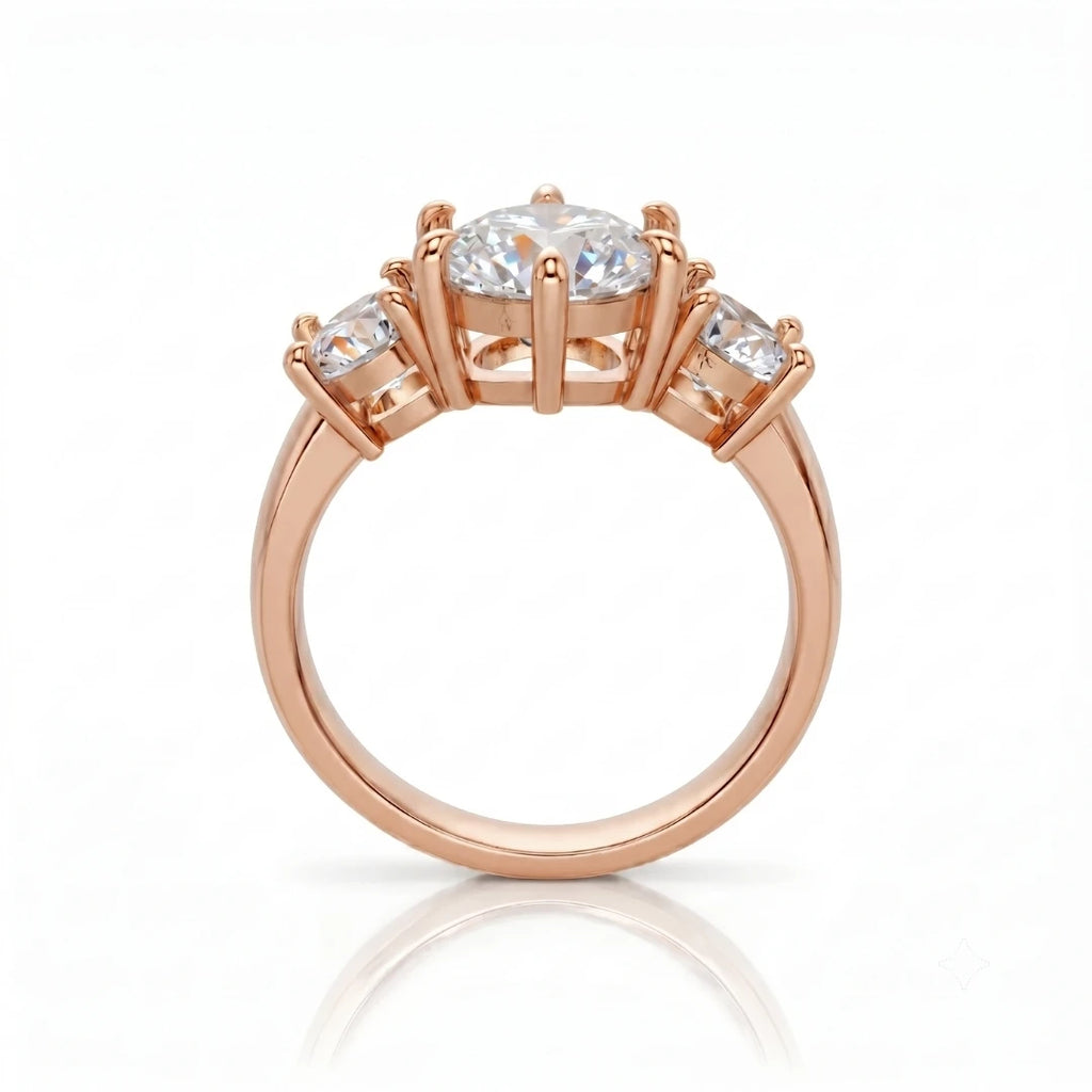 Three Stone Ring Round Cut Diamond