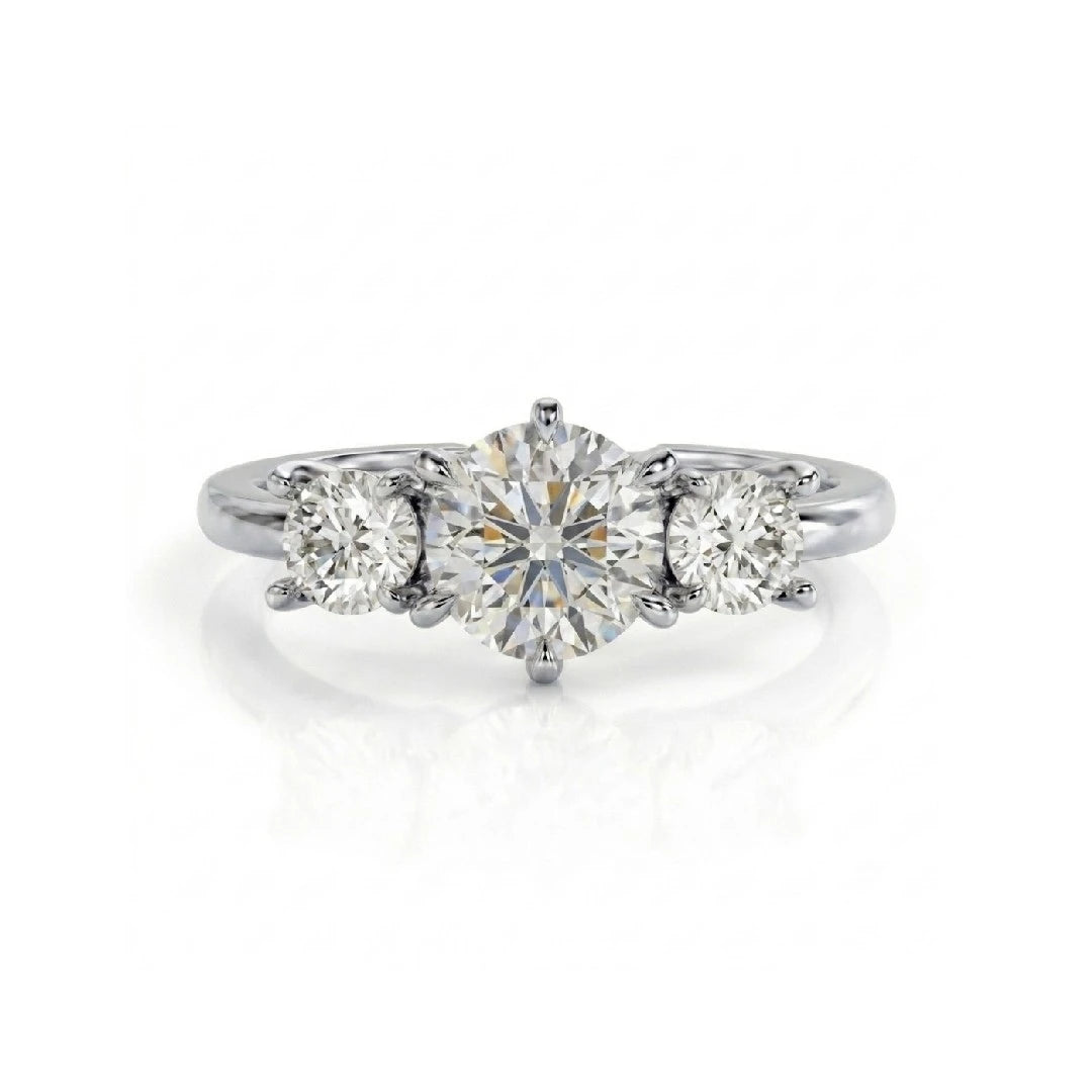Three Stone Ring Round Cut Diamond