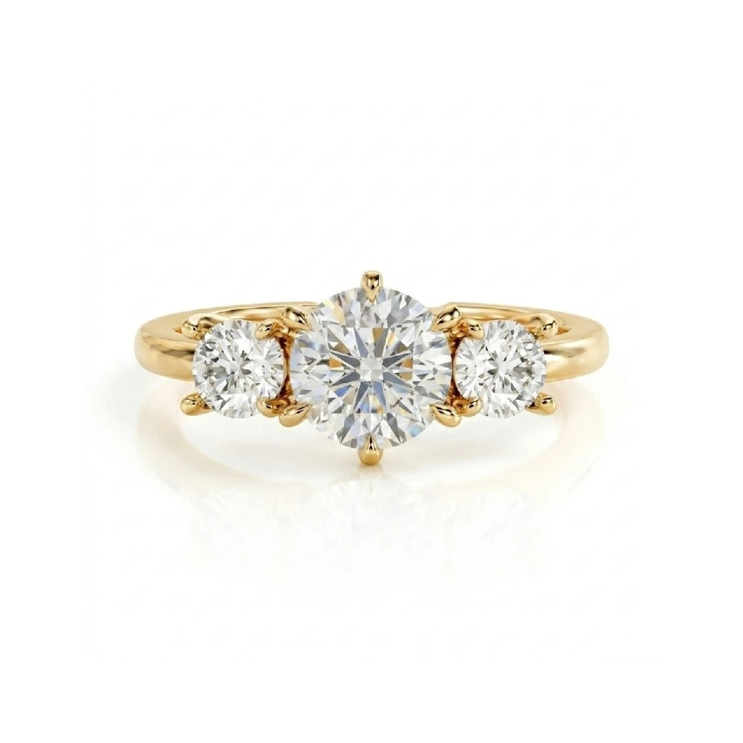 Three Stone Ring Round Cut Diamond