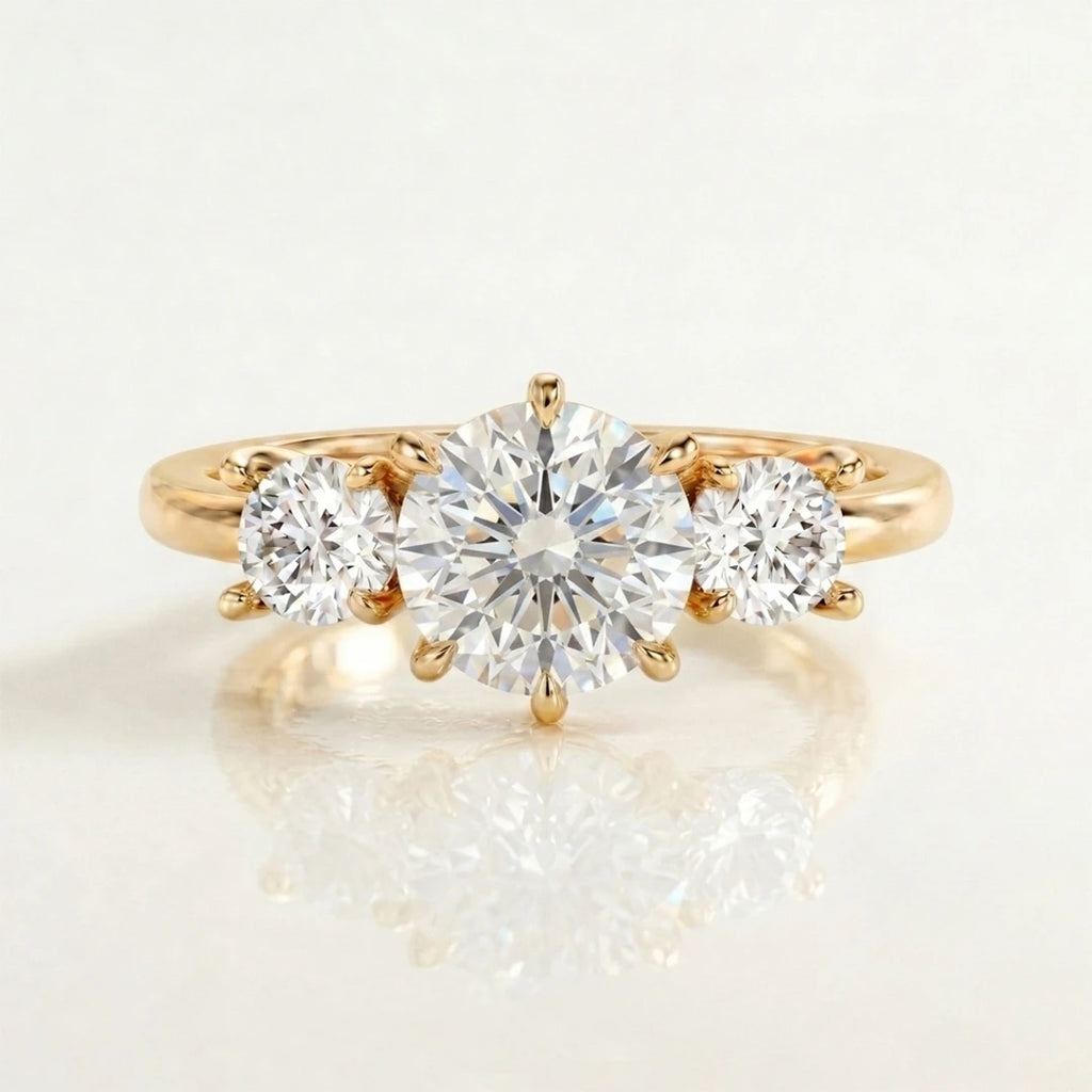Three Stone Ring Round Cut Diamond