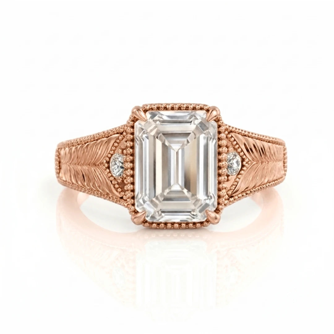 Vintage Feather Diamond Engagement Ring