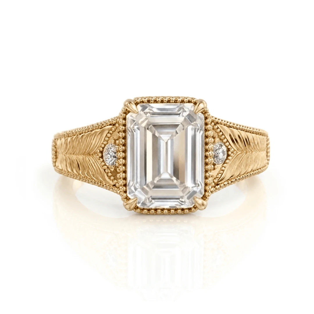 Vintage Feather Diamond Engagement Ring