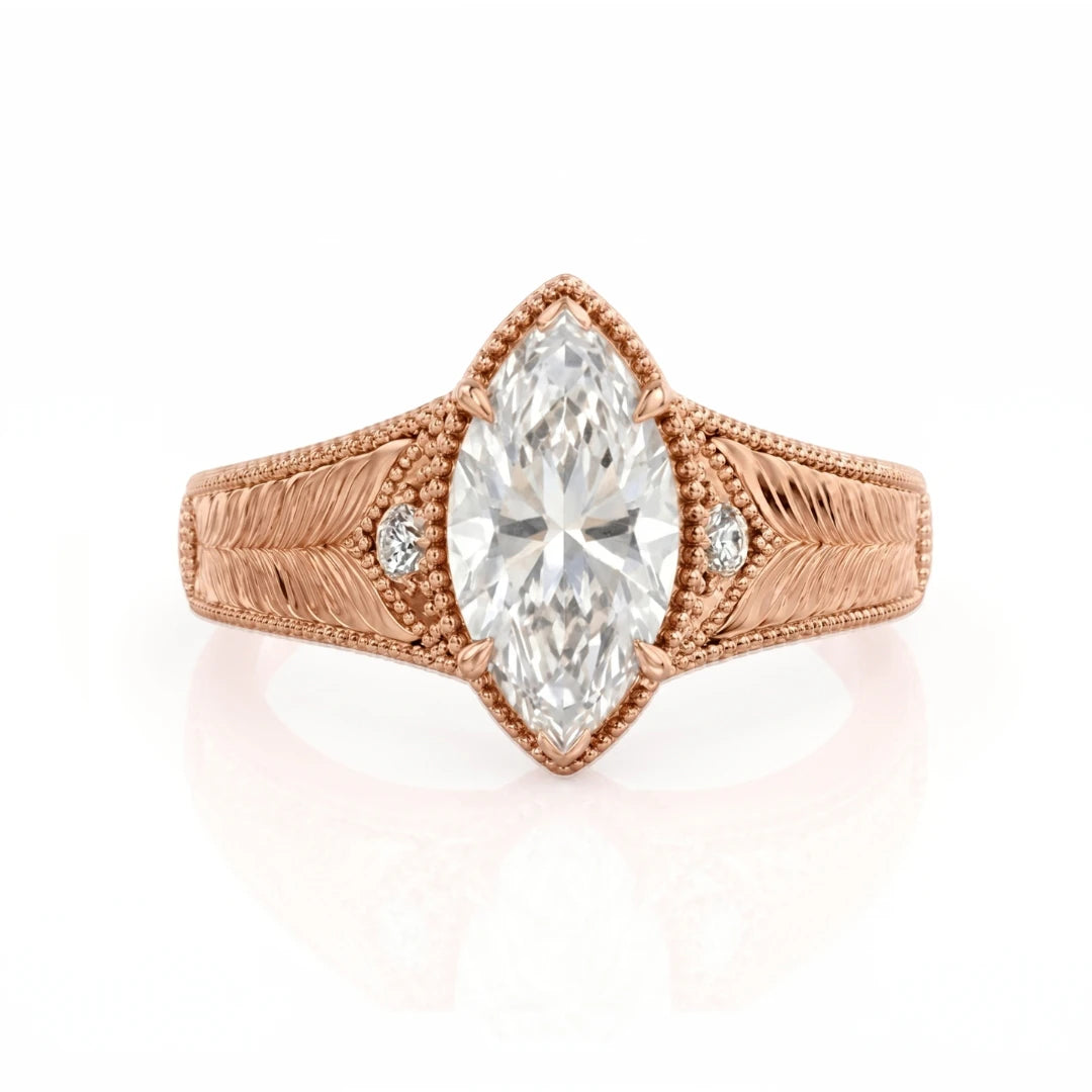 Vintage Feather Diamond Engagement Ring